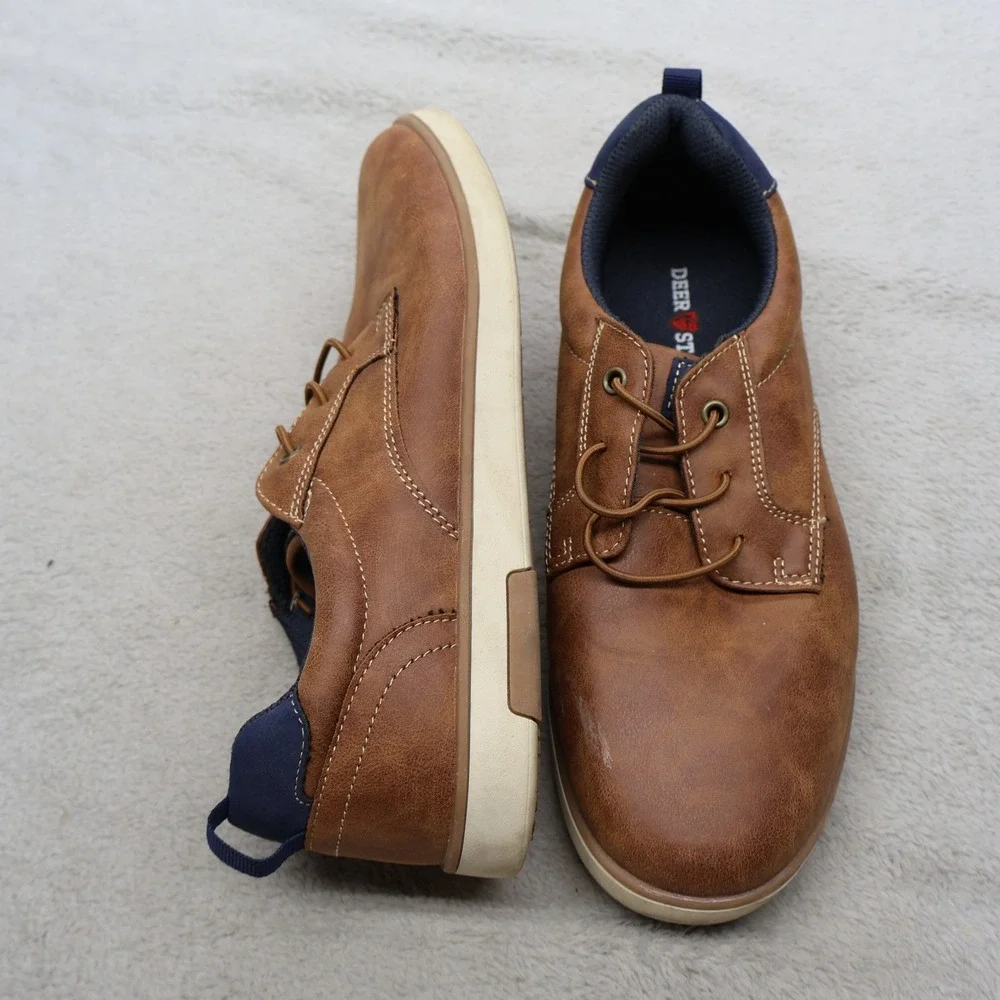 Deer Stags Big Boys 7M Oxford Sneakers‎ Brwn Faux Leather Casual Walk Conrad JR